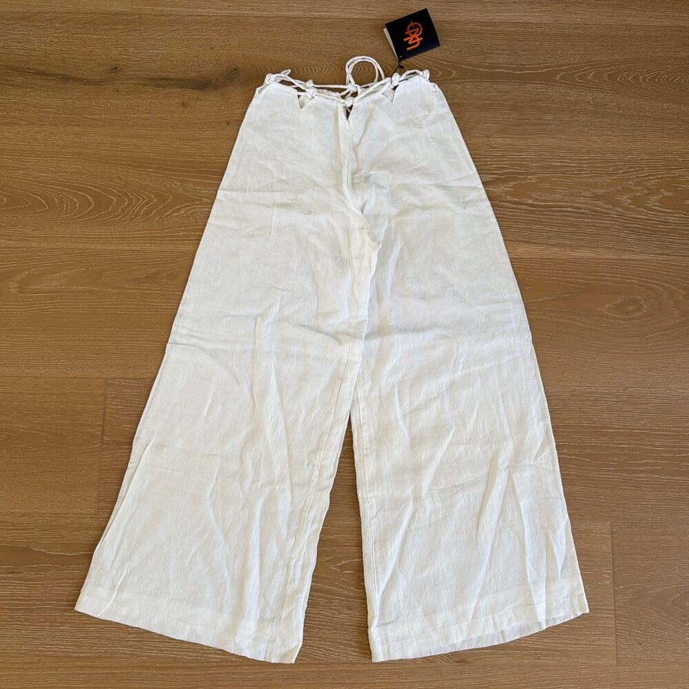 Uno Wide Leg Tie Waist Pants Size XS/S White